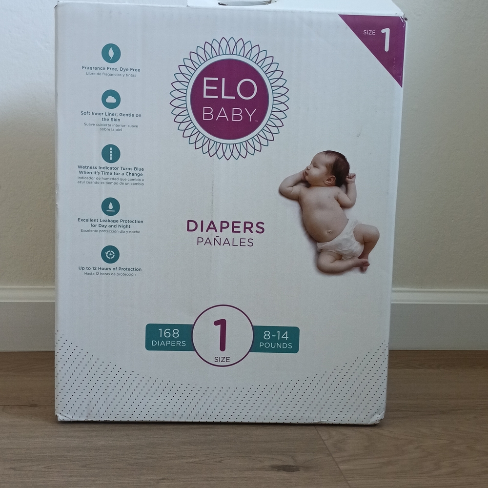 ELO Baby Size 1 Diapers - White & Pink Packaging